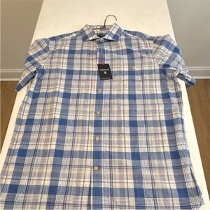 Daniel Cremieux Blue & White Plaid Short-Sleeve Button-Down